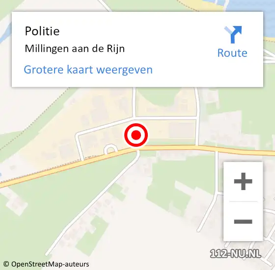 Locatie op kaart van de 112 melding: Politie Millingen aan de Rijn op 10 augustus 2024 16:32