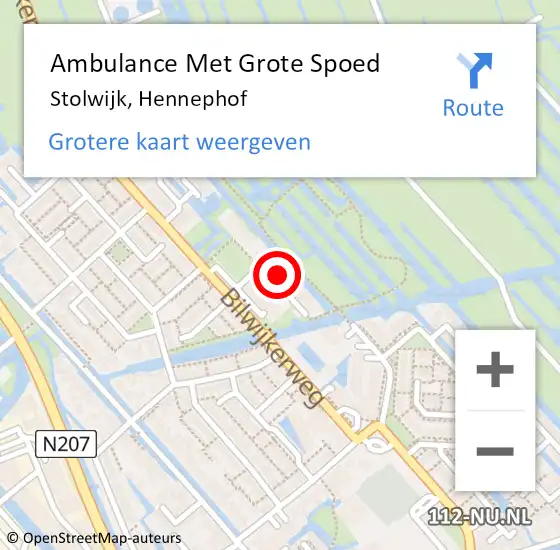 Locatie op kaart van de 112 melding: Ambulance Met Grote Spoed Naar Stolwijk, Hennephof op 10 augustus 2024 16:39