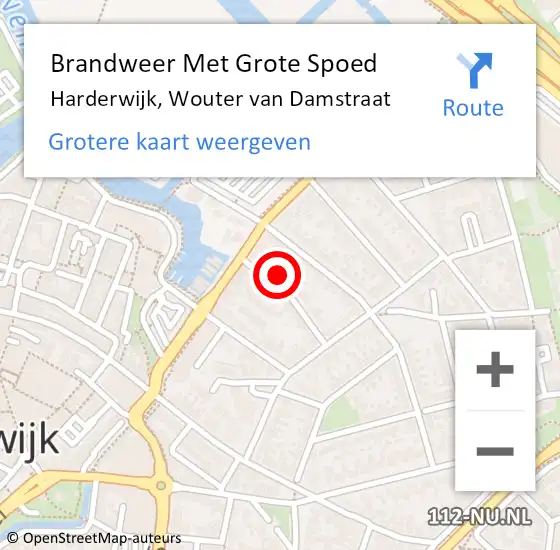 Locatie op kaart van de 112 melding: Brandweer Met Grote Spoed Naar Harderwijk, Wouter van Damstraat op 10 augustus 2024 16:42