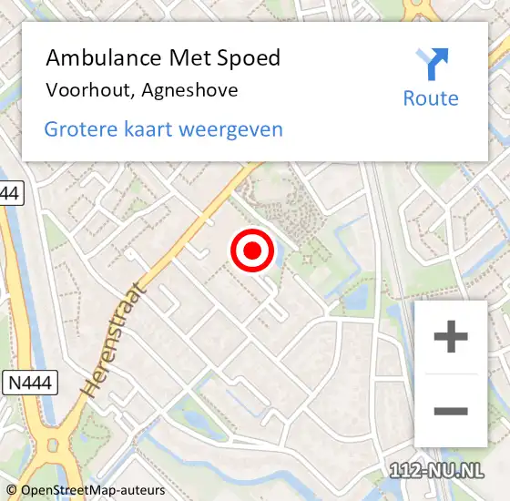 Locatie op kaart van de 112 melding: Ambulance Met Spoed Naar Voorhout, Agneshove op 10 augustus 2024 16:44