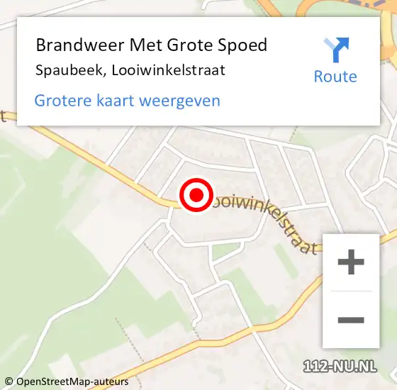 Locatie op kaart van de 112 melding: Brandweer Met Grote Spoed Naar Spaubeek, Looiwinkelstraat op 10 augustus 2024 16:47