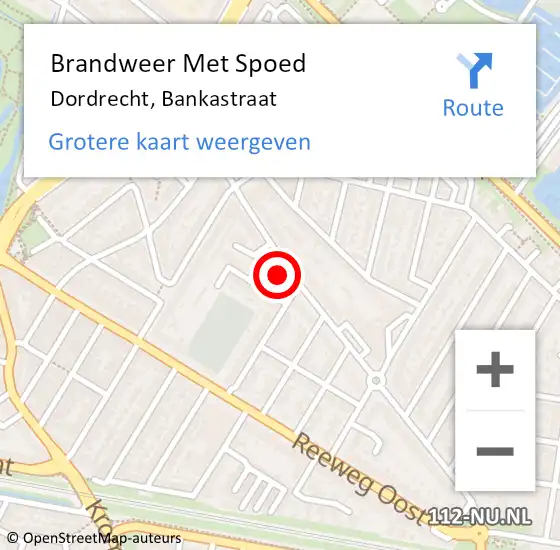 Locatie op kaart van de 112 melding: Brandweer Met Spoed Naar Dordrecht, Bankastraat op 10 augustus 2024 16:50