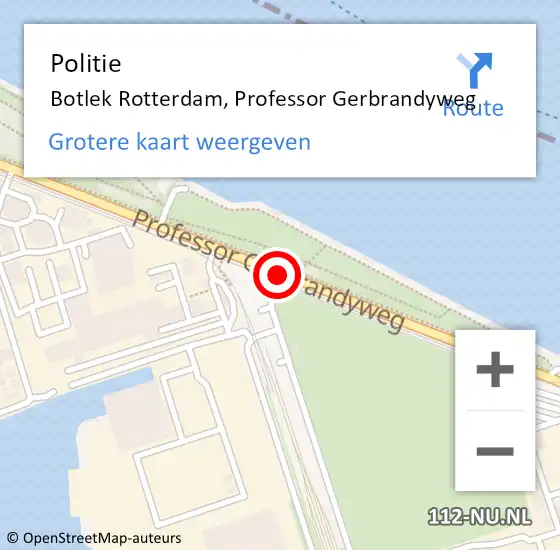 Locatie op kaart van de 112 melding: Politie Botlek, Professor Gerbrandyweg op 9 september 2013 21:56