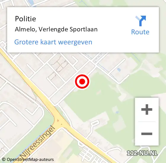 Locatie op kaart van de 112 melding: Politie Almelo, Verlengde Sportlaan op 10 augustus 2024 17:20