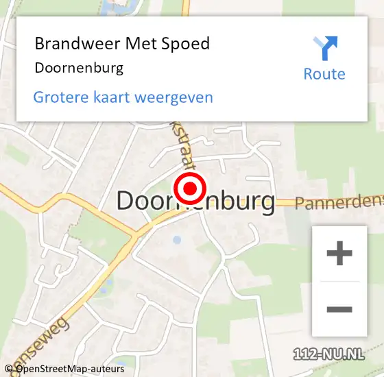 Locatie op kaart van de 112 melding: Brandweer Met Spoed Naar Doornenburg op 10 augustus 2024 17:26