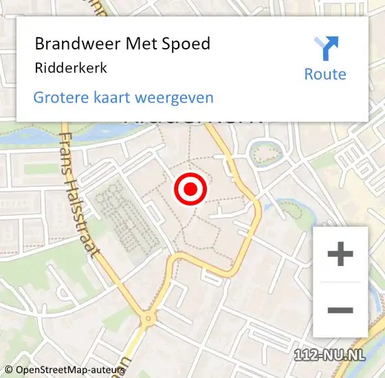 Locatie op kaart van de 112 melding: Brandweer Met Spoed Naar Ridderkerk op 10 augustus 2024 17:47