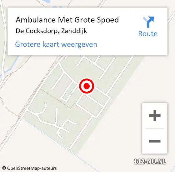 Locatie op kaart van de 112 melding: Ambulance Met Grote Spoed Naar De Cocksdorp, Zanddijk op 10 augustus 2024 17:52