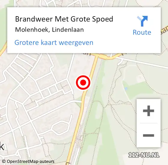 Locatie op kaart van de 112 melding: Brandweer Met Grote Spoed Naar Molenhoek, Lindenlaan op 15 oktober 2014 23:05