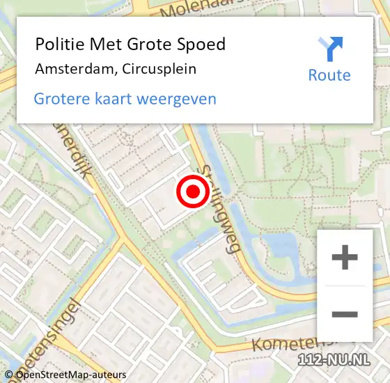 Locatie op kaart van de 112 melding: Politie Met Grote Spoed Naar Amsterdam, Circusplein op 10 augustus 2024 18:11