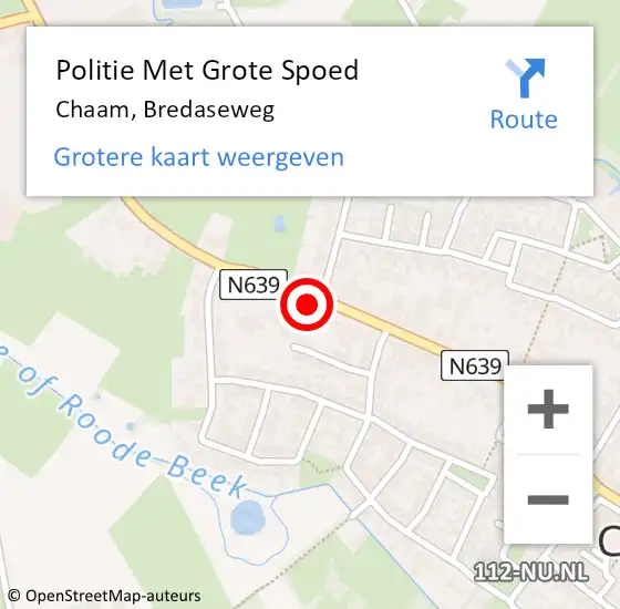 Locatie op kaart van de 112 melding: Politie Met Grote Spoed Naar Chaam, Bredaseweg op 10 augustus 2024 18:17