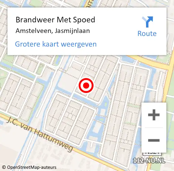 Locatie op kaart van de 112 melding: Brandweer Met Spoed Naar Amstelveen, Jasmijnlaan op 10 augustus 2024 18:47