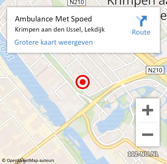 Locatie op kaart van de 112 melding: Ambulance Met Spoed Naar Krimpen aan den IJssel, Lekdijk op 10 augustus 2024 19:23