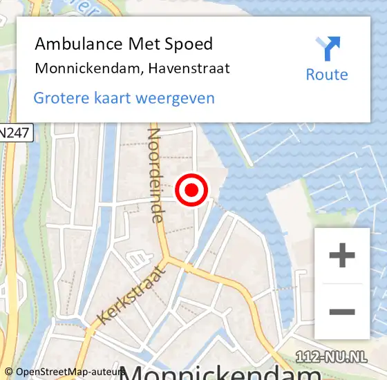 Locatie op kaart van de 112 melding: Ambulance Met Spoed Naar Monnickendam, Havenstraat op 10 augustus 2024 19:24