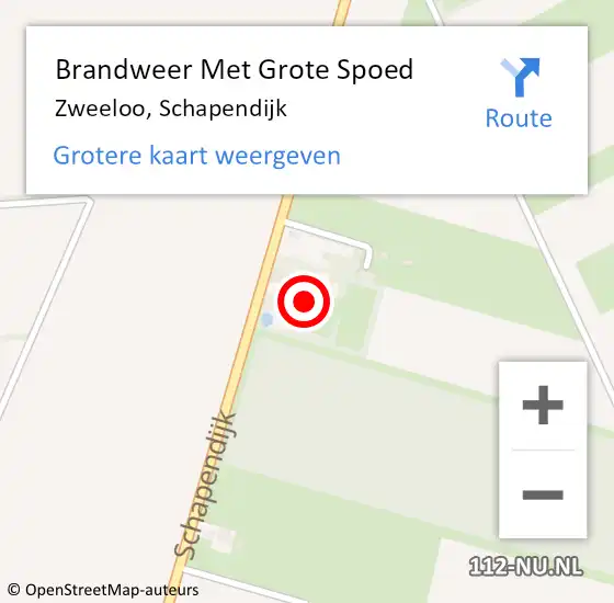 Locatie op kaart van de 112 melding: Brandweer Met Grote Spoed Naar Zweeloo, Schapendijk op 10 augustus 2024 19:42