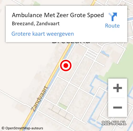 Locatie op kaart van de 112 melding: Ambulance Met Zeer Grote Spoed Naar Breezand, Zandvaart op 10 augustus 2024 19:42