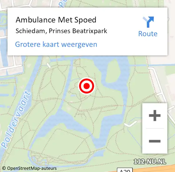 Locatie op kaart van de 112 melding: Ambulance Met Spoed Naar Schiedam, Prinses Beatrixpark op 10 augustus 2024 19:44