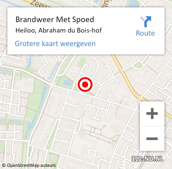 Locatie op kaart van de 112 melding: Brandweer Met Spoed Naar Heiloo, Abraham du Bois-hof op 10 augustus 2024 19:45