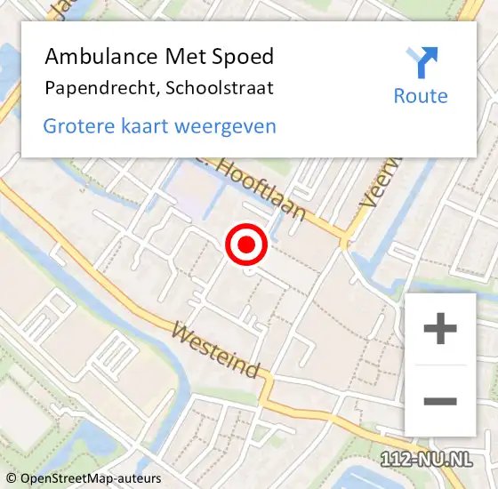 Locatie op kaart van de 112 melding: Ambulance Met Spoed Naar Papendrecht, Schoolstraat op 10 augustus 2024 19:46