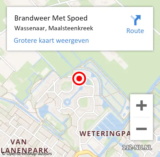 Locatie op kaart van de 112 melding: Brandweer Met Spoed Naar Wassenaar, Maalsteenkreek op 10 augustus 2024 20:00