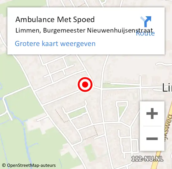 Locatie op kaart van de 112 melding: Ambulance Met Spoed Naar Limmen, Burgemeester Nieuwenhuijsenstraat op 10 augustus 2024 20:01