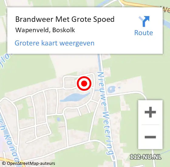 Locatie op kaart van de 112 melding: Brandweer Met Grote Spoed Naar Wapenveld, Boskolk op 10 augustus 2024 20:19