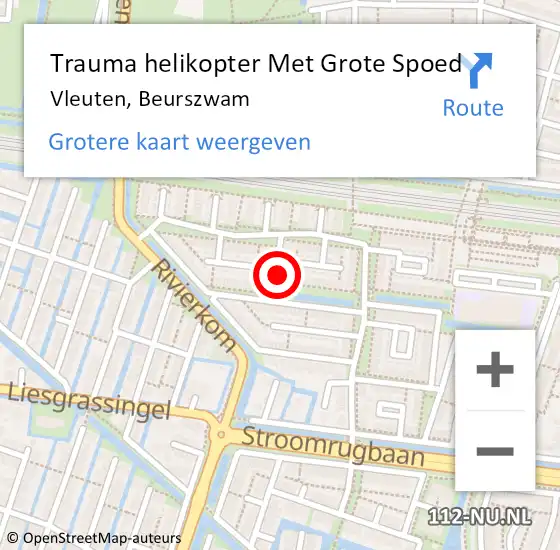 Locatie op kaart van de 112 melding: Trauma helikopter Met Grote Spoed Naar Vleuten, Beurszwam op 10 augustus 2024 20:25