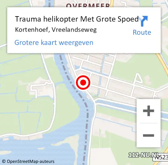 Locatie op kaart van de 112 melding: Trauma helikopter Met Grote Spoed Naar Kortenhoef, Vreelandseweg op 10 augustus 2024 20:41