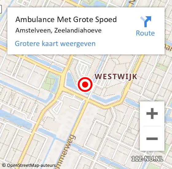 Locatie op kaart van de 112 melding: Ambulance Met Grote Spoed Naar Amstelveen, Zeelandiahoeve op 10 augustus 2024 20:44