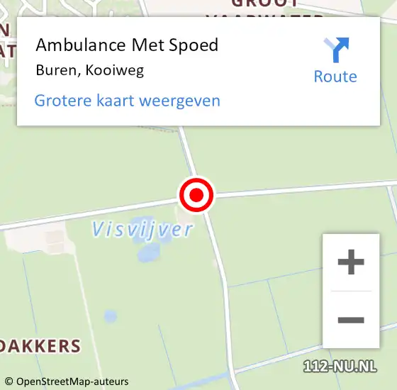 Locatie op kaart van de 112 melding: Ambulance Met Spoed Naar Buren, Kooiweg op 15 oktober 2014 23:35