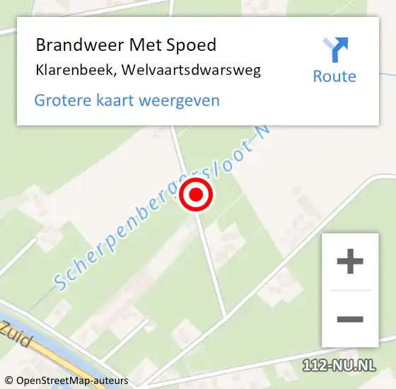 Locatie op kaart van de 112 melding: Brandweer Met Spoed Naar Klarenbeek, Welvaartsdwarsweg op 10 augustus 2024 20:48