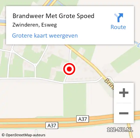 Locatie op kaart van de 112 melding: Brandweer Met Grote Spoed Naar Zwinderen, Esweg op 10 augustus 2024 21:01