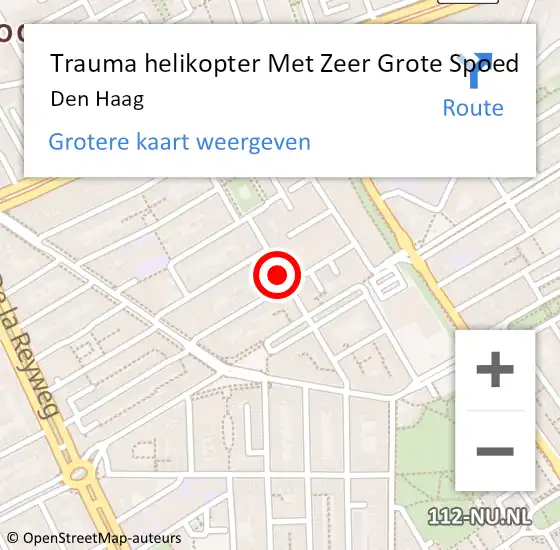 Locatie op kaart van de 112 melding: Trauma helikopter Met Zeer Grote Spoed Naar Den Haag op 10 augustus 2024 21:24