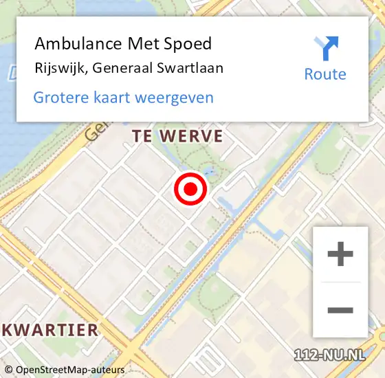 Locatie op kaart van de 112 melding: Ambulance Met Spoed Naar Rijswijk, Generaal Swartlaan op 10 augustus 2024 22:35