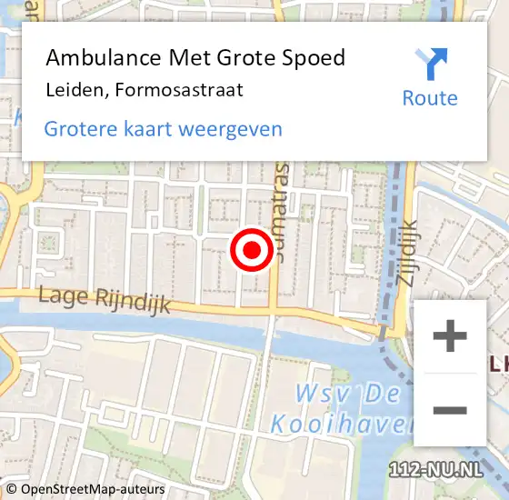 Locatie op kaart van de 112 melding: Ambulance Met Grote Spoed Naar Leiden, Formosastraat op 10 augustus 2024 23:16