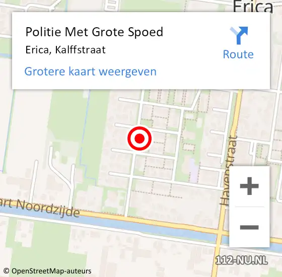 Locatie op kaart van de 112 melding: Politie Met Grote Spoed Naar Erica, Kalffstraat op 10 augustus 2024 23:32