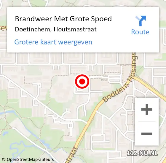 Locatie op kaart van de 112 melding: Brandweer Met Grote Spoed Naar Doetinchem, Houtsmastraat op 10 augustus 2024 23:37