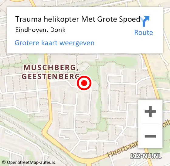 Locatie op kaart van de 112 melding: Trauma helikopter Met Grote Spoed Naar Eindhoven, Donk op 10 augustus 2024 23:55