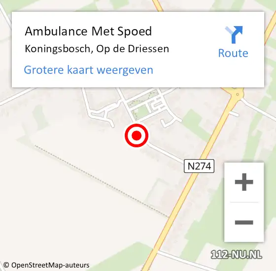 Locatie op kaart van de 112 melding: Ambulance Met Spoed Naar Koningsbosch, Op de Driessen op 16 oktober 2014 00:10