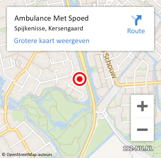 Locatie op kaart van de 112 melding: Ambulance Met Spoed Naar Spijkenisse, Kersengaard op 11 augustus 2024 00:21