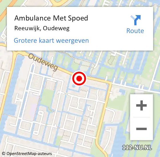 Locatie op kaart van de 112 melding: Ambulance Met Spoed Naar Reeuwijk, Oudeweg op 11 augustus 2024 00:27