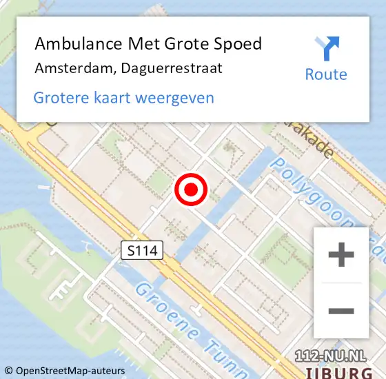 Locatie op kaart van de 112 melding: Ambulance Met Grote Spoed Naar Amsterdam, Daguerrestraat op 11 augustus 2024 00:30