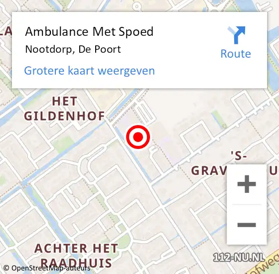 Locatie op kaart van de 112 melding: Ambulance Met Spoed Naar Nootdorp, De Poort op 11 augustus 2024 00:41