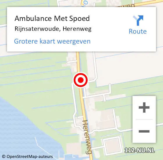 Locatie op kaart van de 112 melding: Ambulance Met Spoed Naar Rijnsaterwoude, Herenweg op 11 augustus 2024 00:41