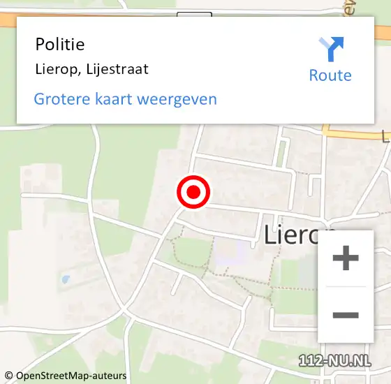 Locatie op kaart van de 112 melding: Politie Lierop, Lijestraat op 11 augustus 2024 00:43