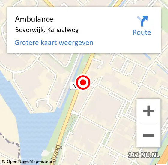 Locatie op kaart van de 112 melding: Ambulance Beverwijk, Kanaalweg op 11 augustus 2024 00:50