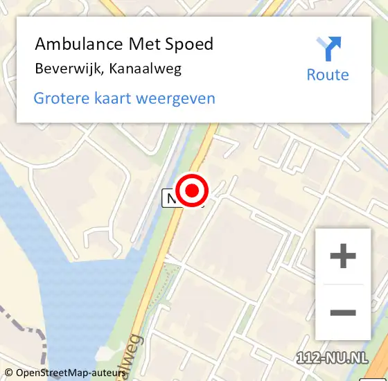 Locatie op kaart van de 112 melding: Ambulance Met Spoed Naar Beverwijk, Kanaalweg op 11 augustus 2024 00:53