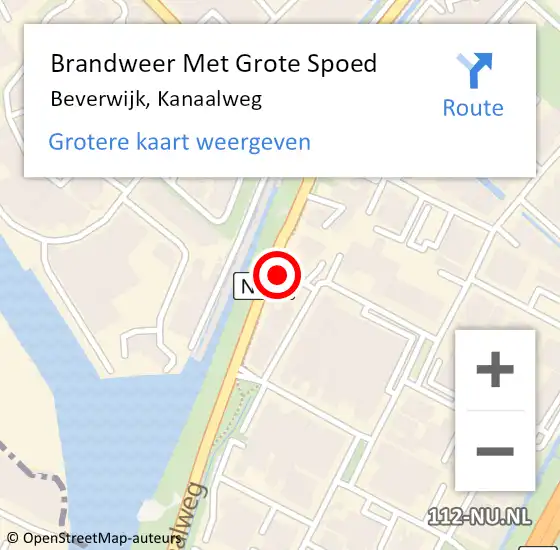 Locatie op kaart van de 112 melding: Brandweer Met Grote Spoed Naar Beverwijk, Kanaalweg op 11 augustus 2024 00:57