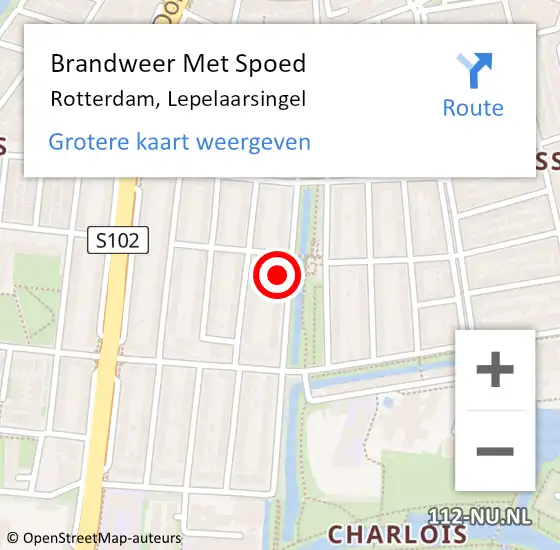 Locatie op kaart van de 112 melding: Brandweer Met Spoed Naar Rotterdam, Lepelaarsingel op 11 augustus 2024 01:31