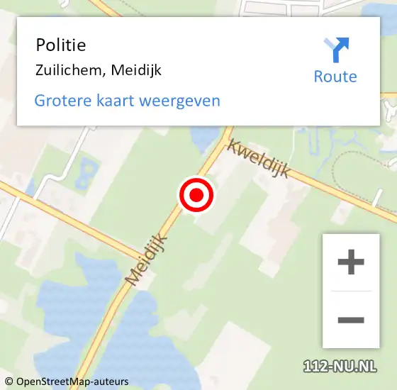 Locatie op kaart van de 112 melding: Politie Zuilichem, Meidijk op 11 augustus 2024 01:32