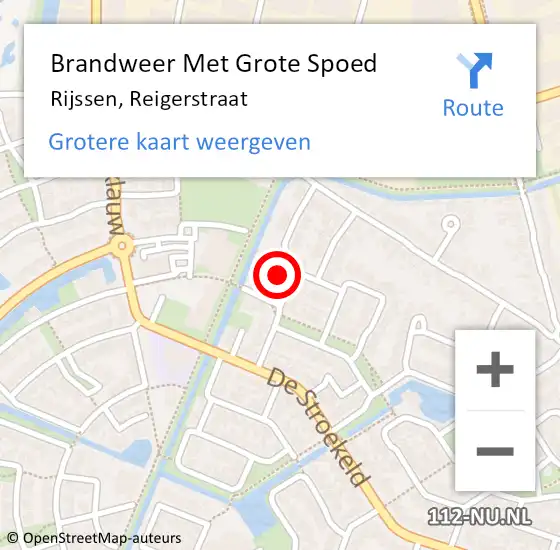 Locatie op kaart van de 112 melding: Brandweer Met Grote Spoed Naar Rijssen, Reigerstraat op 11 augustus 2024 01:47